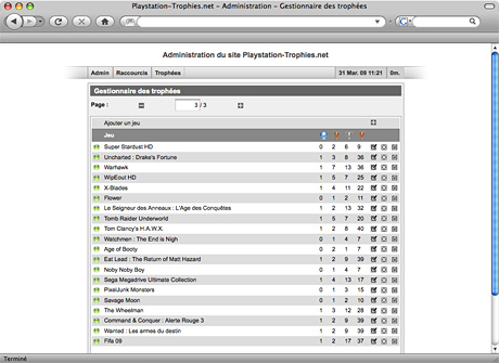 Playstation-Trophies.net : Administration des jeux