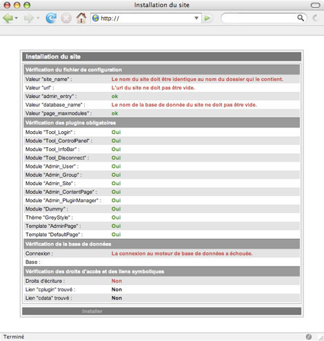 Tutorial : Installation d'un site - Interface